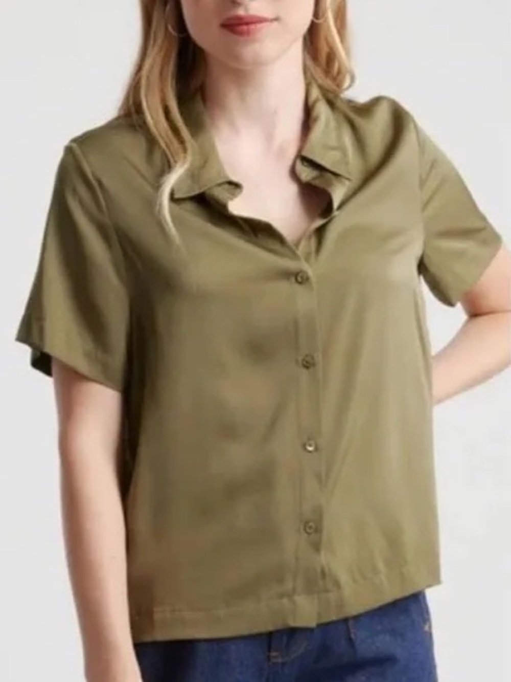 QUINCE WASHABLE SILK BLOUSE IN LIGHT OLIVE